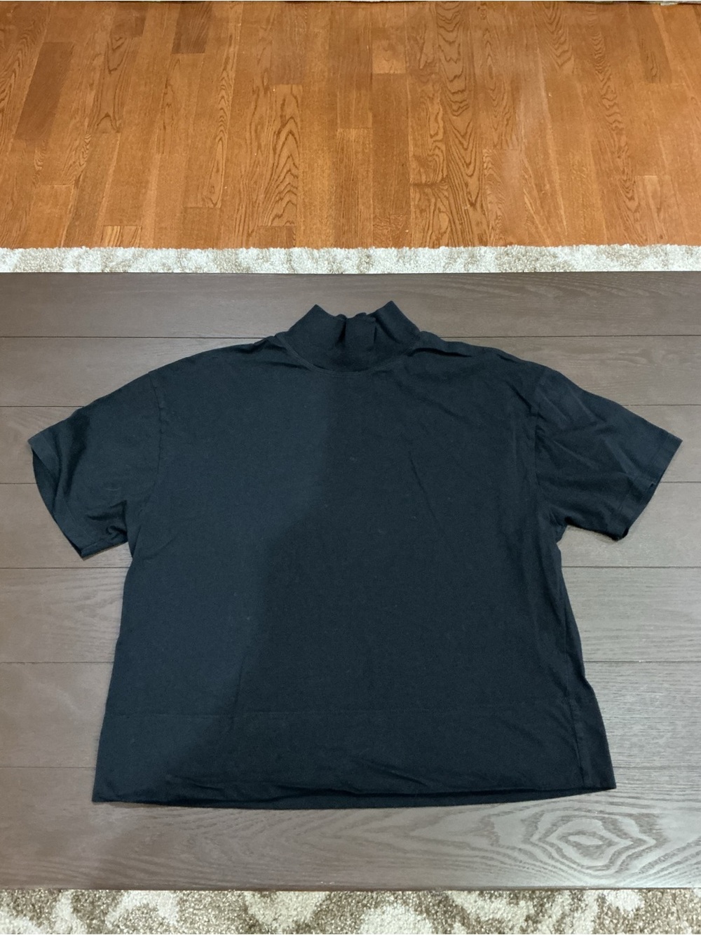 Zara Black Short-Sleeve Mock Neck Shirt
